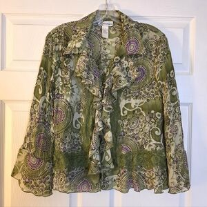 Green and Purple Patterned Blouse